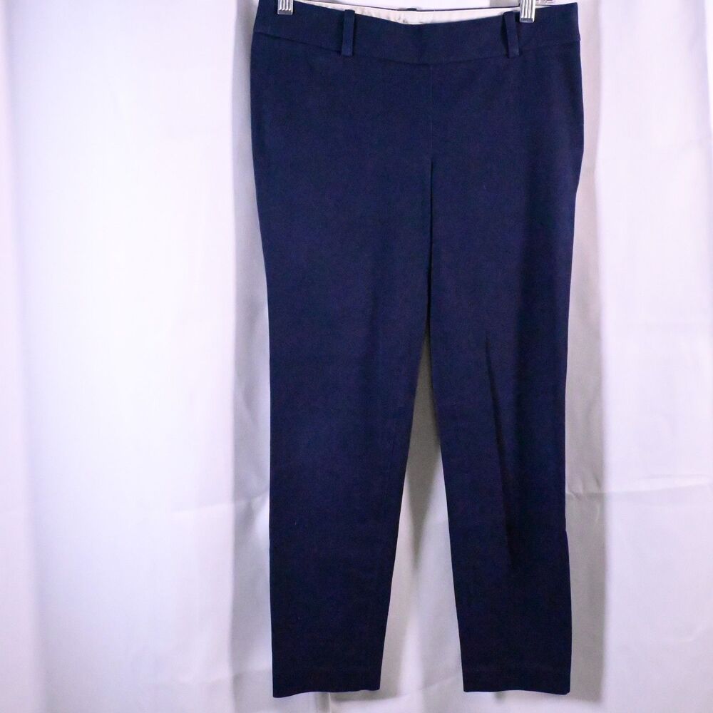 J.Crew‎ Winnie Women's 2 Navy Cropped Side Zip Pants Cotton Stretch